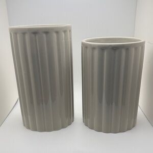 Ashland Ribbed Gray Vase Set